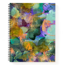 Caderno Espiral de Campo de Flores de Arte Abstrat