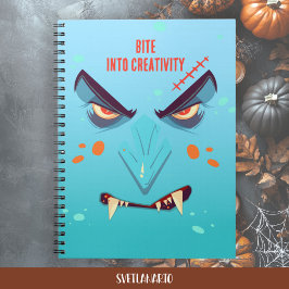 Caderno Espiral de Cara de Vampiro Azul de Hallowe