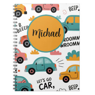 Caderno Espiral de Carros de Brinquedo para Crianç