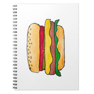 Caderno espiral de cheeseburger e livro de receita