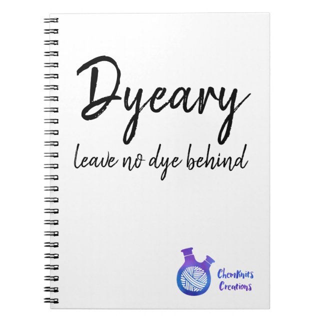 Caderno espiral de ChemKnits "Dyeary" com logotipo (Frente)