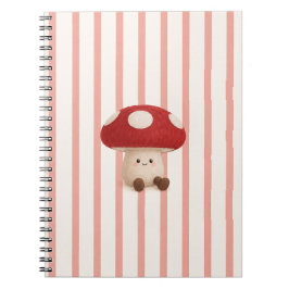 Caderno Espiral de Cogumelo Kawaii Fofo