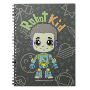 Caderno espiral de criança robô