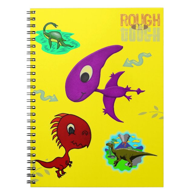 Caderno Espiral de Dinossauro Amarelo Fofo (Frente)