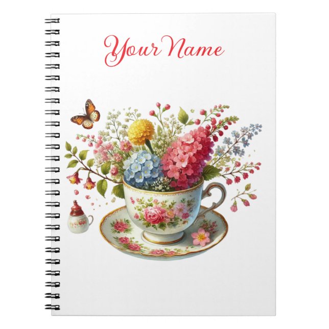 Caderno Espiral de Flora de Primavera Personalizad (Frente)