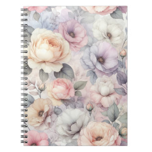 Caderno Espiral de Flores de Rosa Elegantes