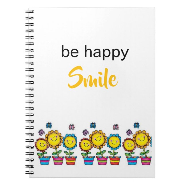 Caderno Espiral de Flores Girassóis Felizes  (Frente)