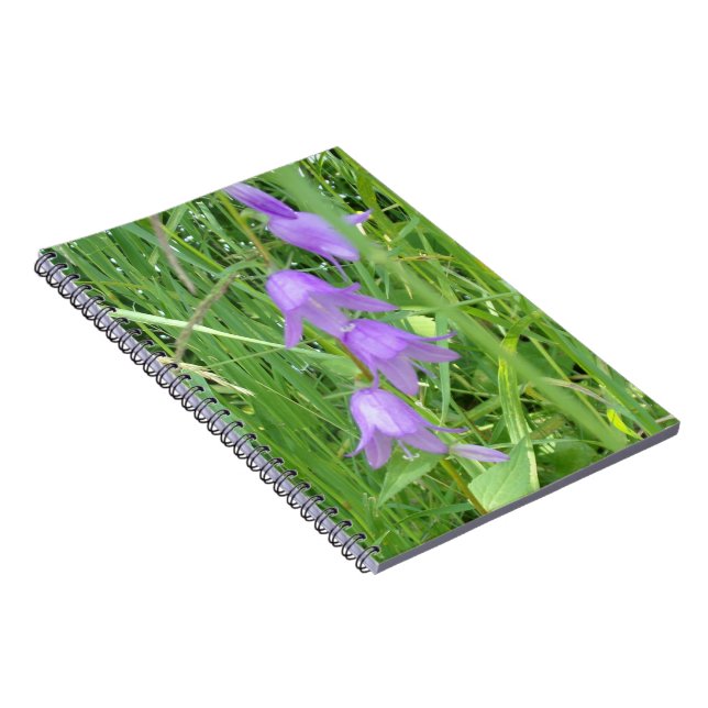 Caderno Espiral de Flores Roxas Precisas (Lado Direito)