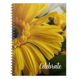 Caderno Espiral de Foto Celebrar Floral Amarelo