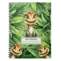 Caderno Espiral de Foto de Dinossauro com Nome Per