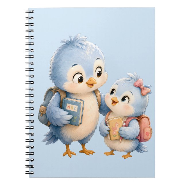 Caderno Espiral de Foto de Irmãos de Pássaro Azul  (Frente)