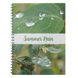 Caderno Espiral de Fotos de Folhas de Verão e Gotí