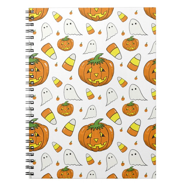 Caderno Espiral de Halloween – Fantasmas e Milho D (Frente)