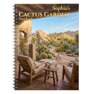 Caderno Espiral de Jardim de Cactus Personalizado