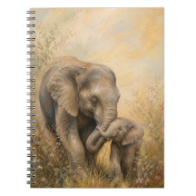 Caderno Espiral de Mãe e Bebê Elefante |
