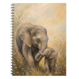 Caderno Espiral de Mãe e Bebê Elefante |