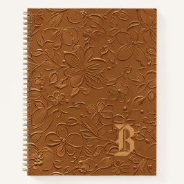 Caderno Espiral de Monograma Floral de Cobre Elega