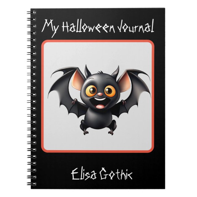 Caderno espiral de morcego voador fofo de Hallowee (Frente)