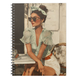 Caderno Espiral de Mulher com Estilo Vintage Chic