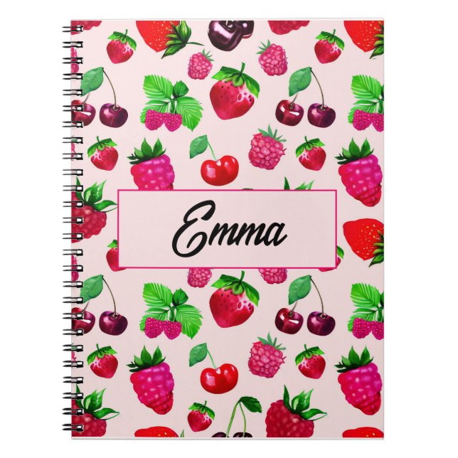 Caderno Espiral de Nome Personalizado Fruta Doce M (Frente)