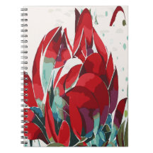 Caderno Espiral de Papoula Abstrata