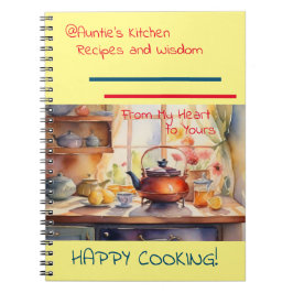 Caderno espiral de receitas da Auntie's Kitchen