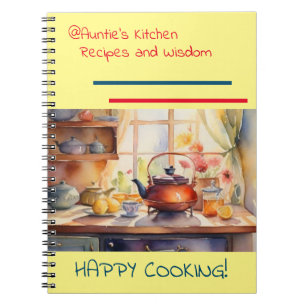 Caderno espiral de receitas da tia