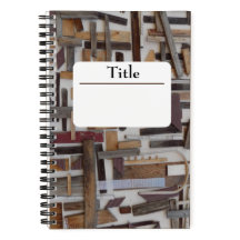 caderno espiral de sucata de madeira
