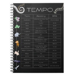 Caderno espiral de tempo musical