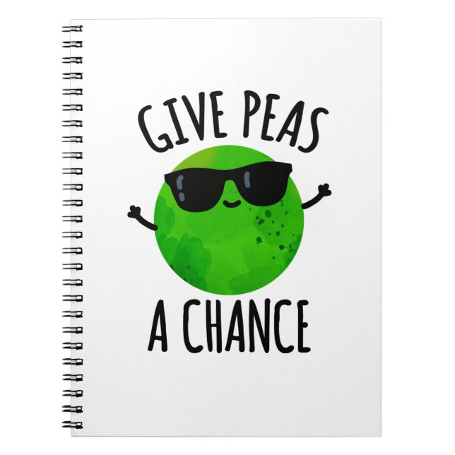 Caderno Espiral Dê Uma Chance às Ervilhas Pun de Ervilha Positivo  (Frente)
