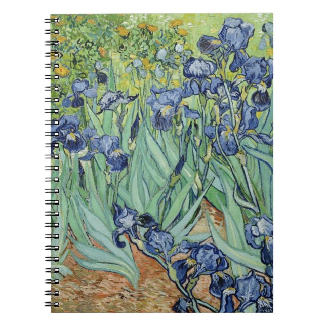 Caderno Espiral De Van Gogh vida ainda: Vaso com íris (Frente)