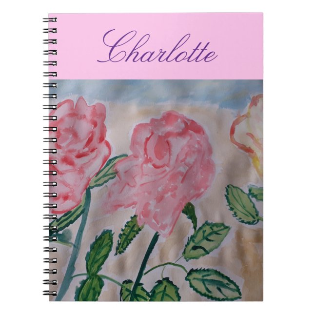 Caderno Espiral de Verão Abstrato Rosas (Frente)