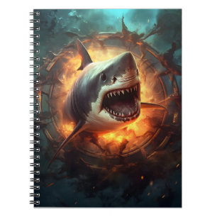 Caderno Espiral De Volta À Escola Ataque Aos Tubarões Oceanos