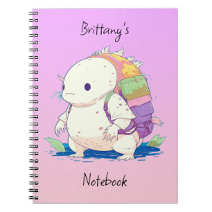 Caderno Espiral De volta à escola Axolotl Kawaii personalizado
