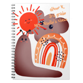 Caderno Espiral De volta à escola | Feliz Smiley Cloud Sun Snail N