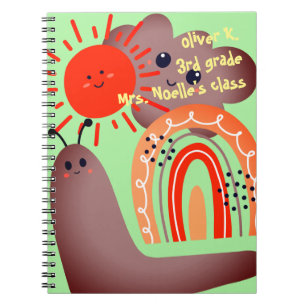 Caderno Espiral De volta à escola Feliz Sorriso Cloud Sun Nome d