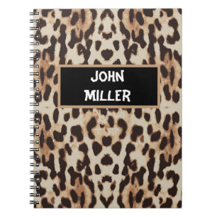 Caderno Espiral De volta à escola impressão de pele-leopardo perso