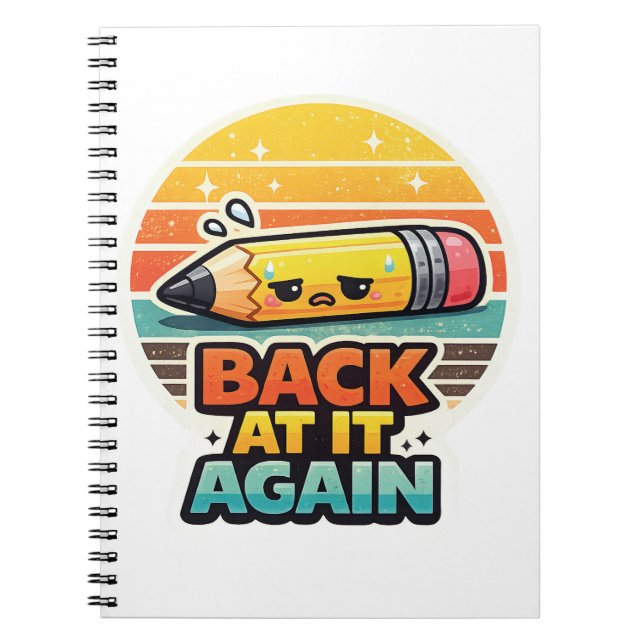 Caderno Espiral De Volta a Isso Novamente Lápis Engraçado Design E (Frente)