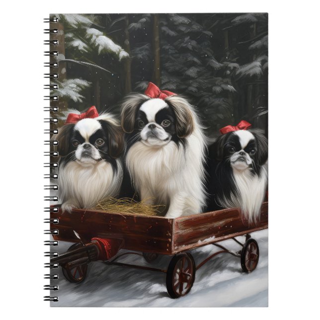Caderno Espiral Decado de Natal do Chin Snowy Sleigh (Frente)