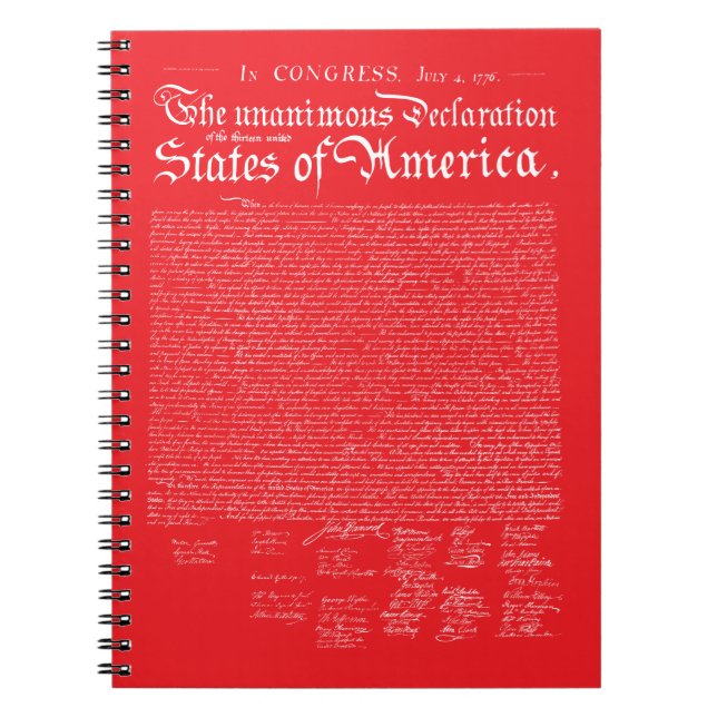 Caderno Espiral Declaração de Independência dos EUA (Frente)