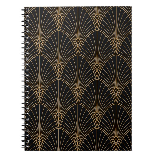 Caderno Espiral Deco da arte: padrão geométrico clássico. (Frente)