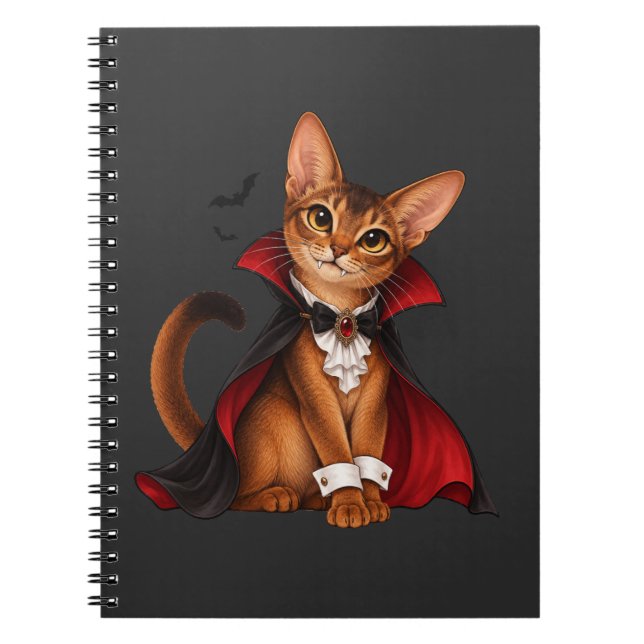 Caderno Espiral Decor Cute Abyssinian Cat Vampire Dracula (Frente)