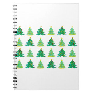 Caderno Espiral Decoração de Aquarela das Árvores de Natal