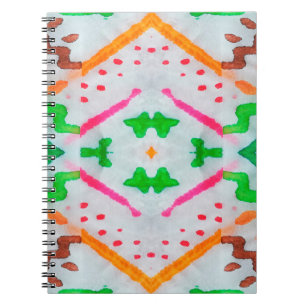 Caderno Espiral Decoração de Aquarelle Boho. Travesseiro Azul Boho