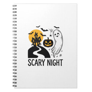Caderno Espiral Decoração de Casa Assombrada de Halloween Noturna
