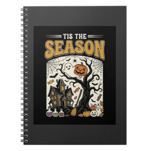 Caderno Espiral Decoração de Casa Assombrada de Halloween Tis The