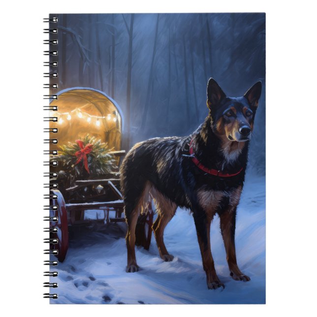 Caderno Espiral Decoração de Natal do australiano Kelpie Snowy Sle (Frente)