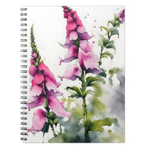 Caderno Espiral Dedal-de-raposa - Flores de aquarela