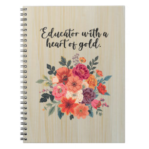 Caderno Espiral Dedicado Educador Coração de Ouro Apreciação