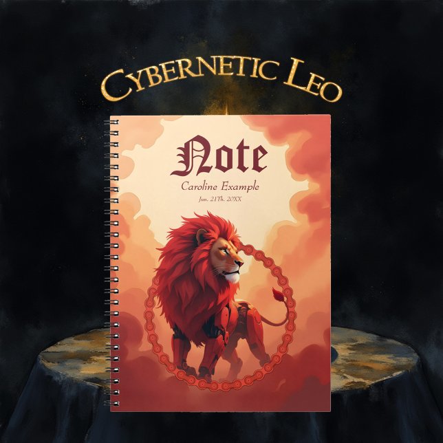 Caderno Espiral Deep Crimson Glow – The Lion of Burning Destiny.   (Criador carregado)